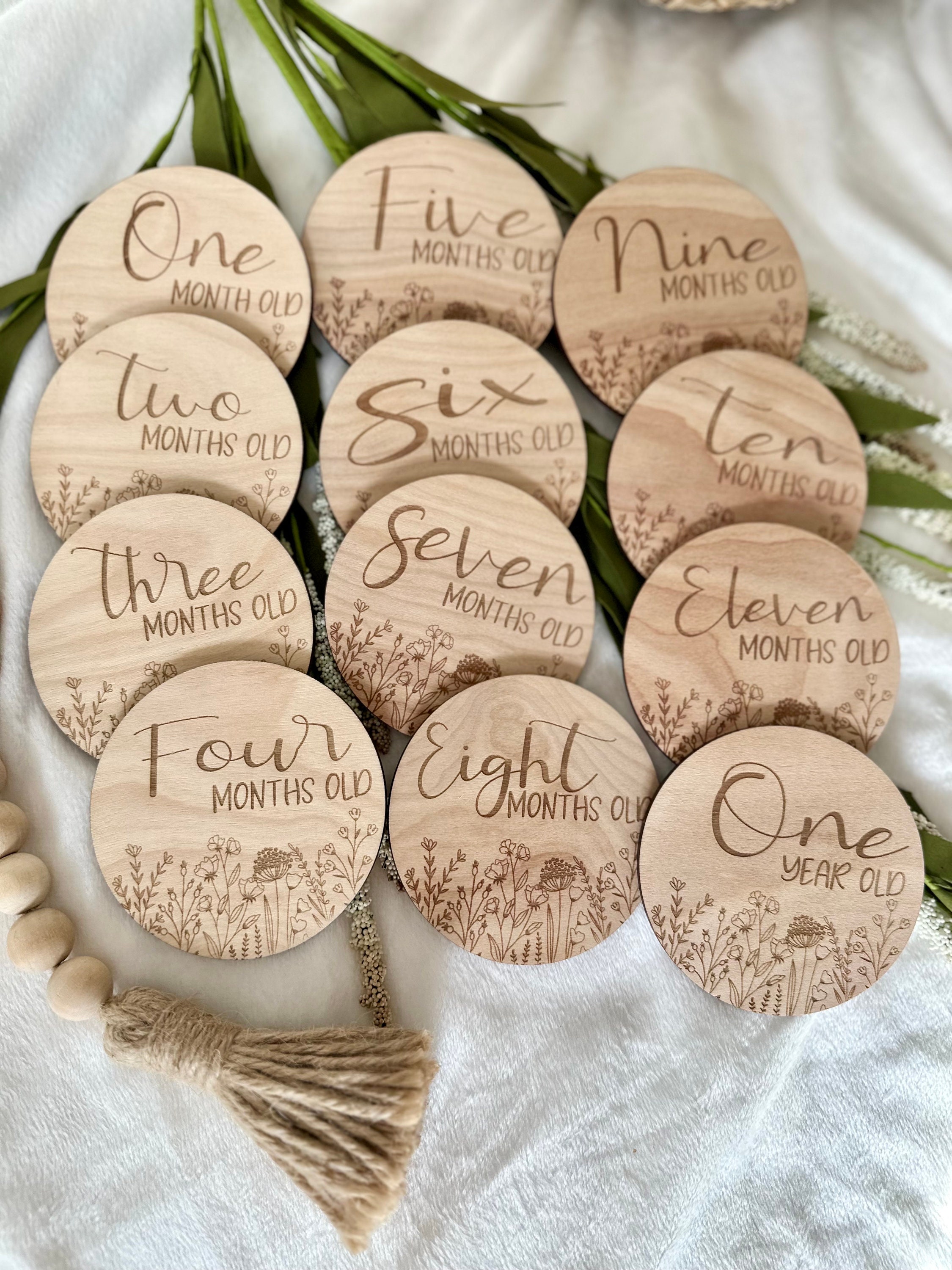 Wildflower Monthly Milestone Markers I Baby Month Markers I Wooden ...