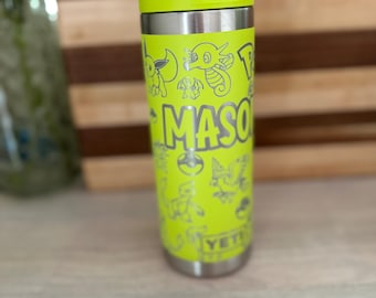 Laser Engraved Anime Monster Kids Cup | 18oz Insulated Rambler | Personalized Kids Tumbler | Gamer Gift | Custom Name Engraved Cup | Cartoon