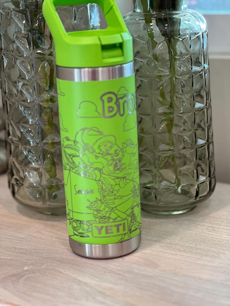 Cowboy & Space Ranger Kids Tumbler | Toy Inspired Cartoon Cup | Personalized Kids Rambler | Engraved Kids Water Bottle | Laser Engraved Kids image 2