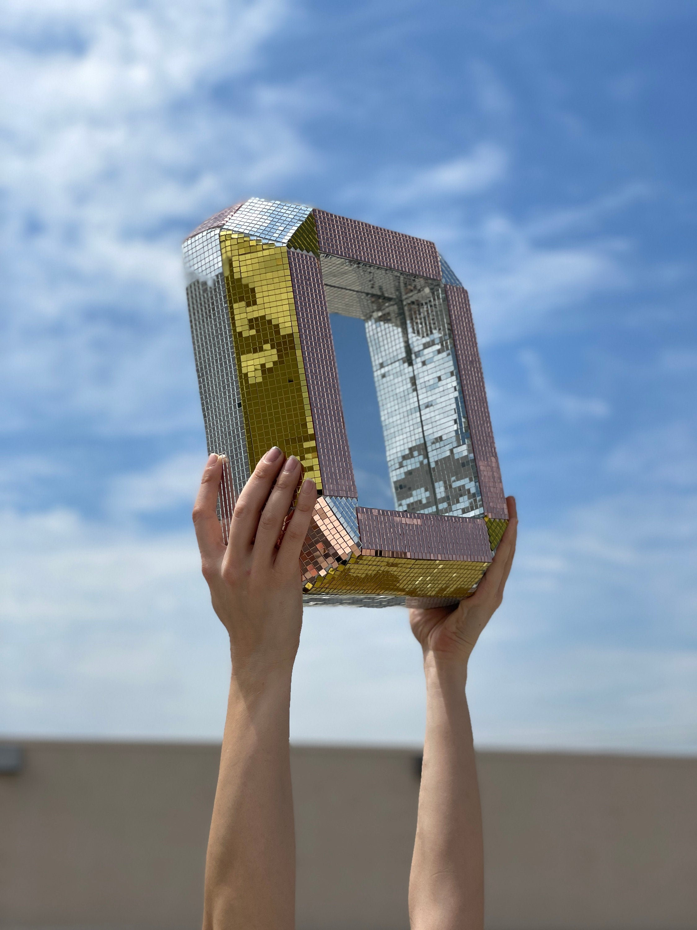 Emerald Cut Disco Mirror Retro Mosaic Mirror