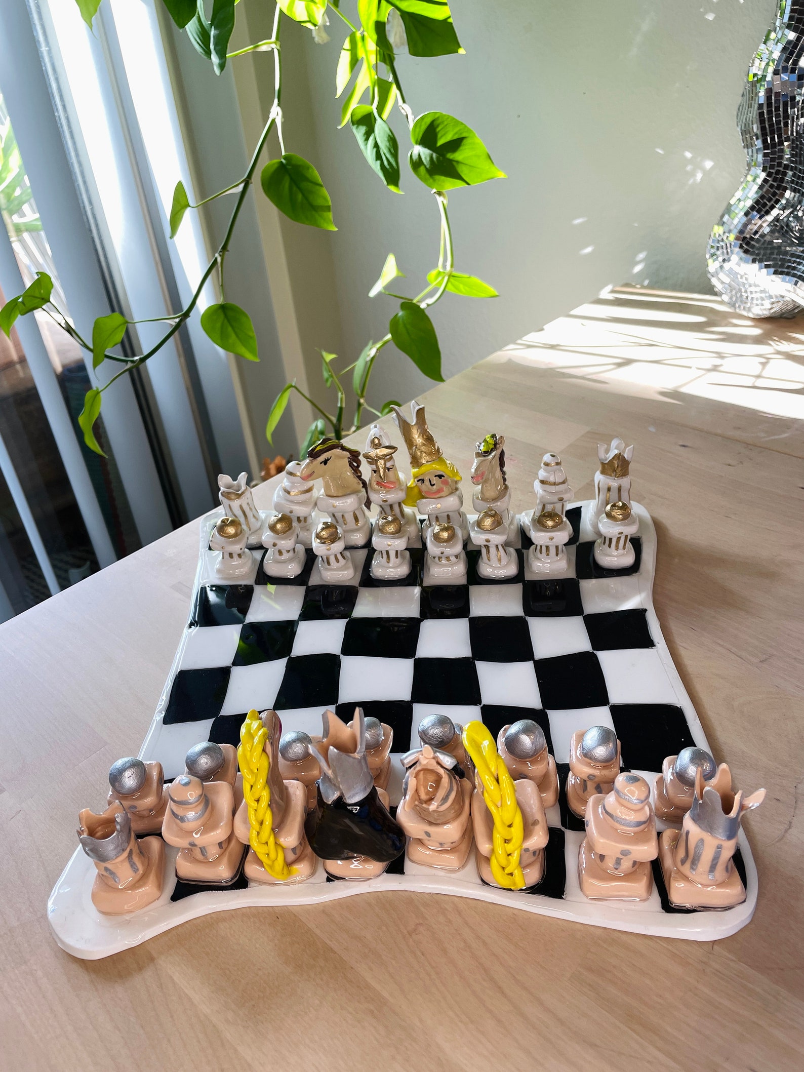 Hand Made Clay Chess Set Etsy