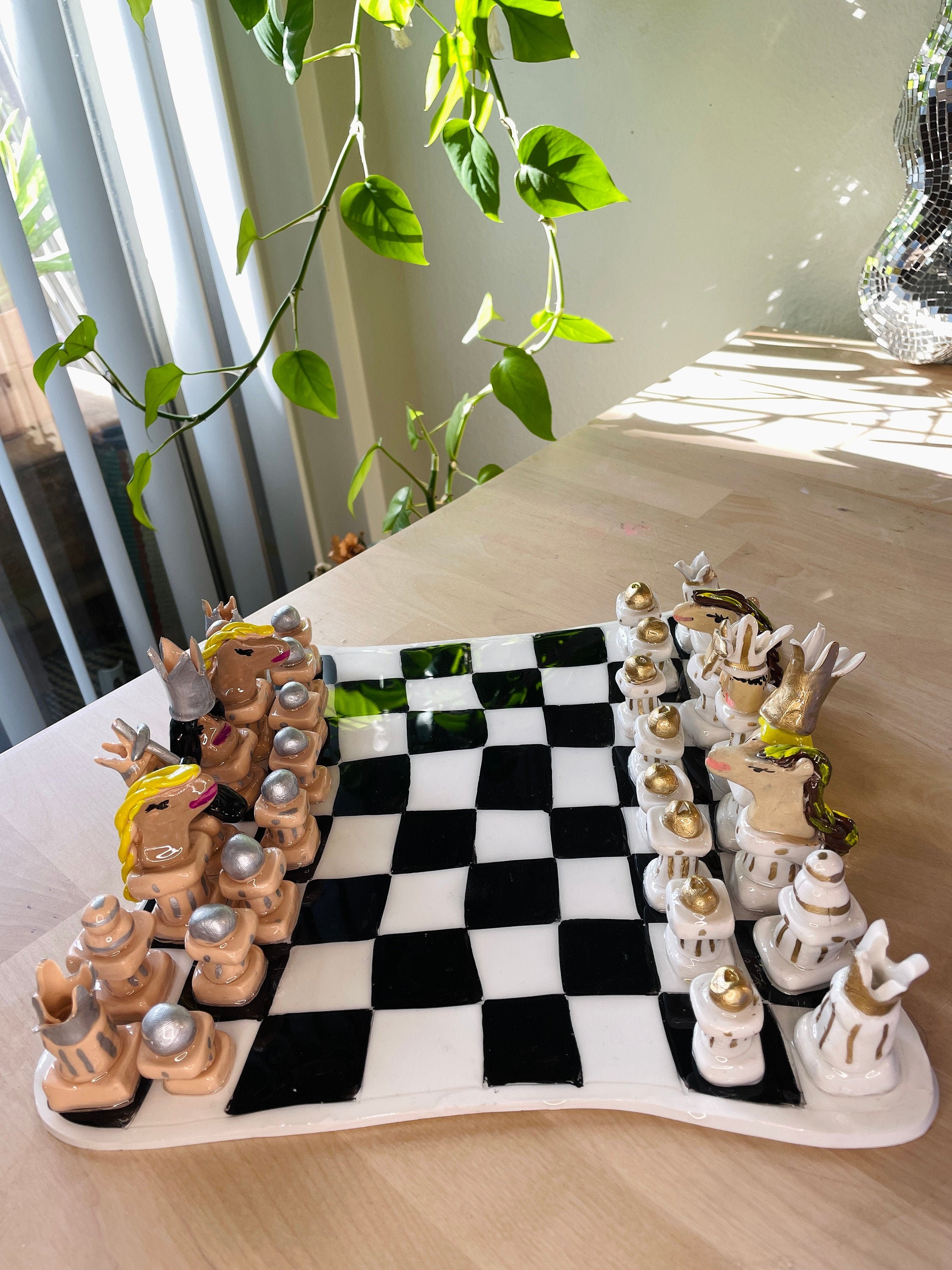 Hand Made Clay Chess Set Etsy