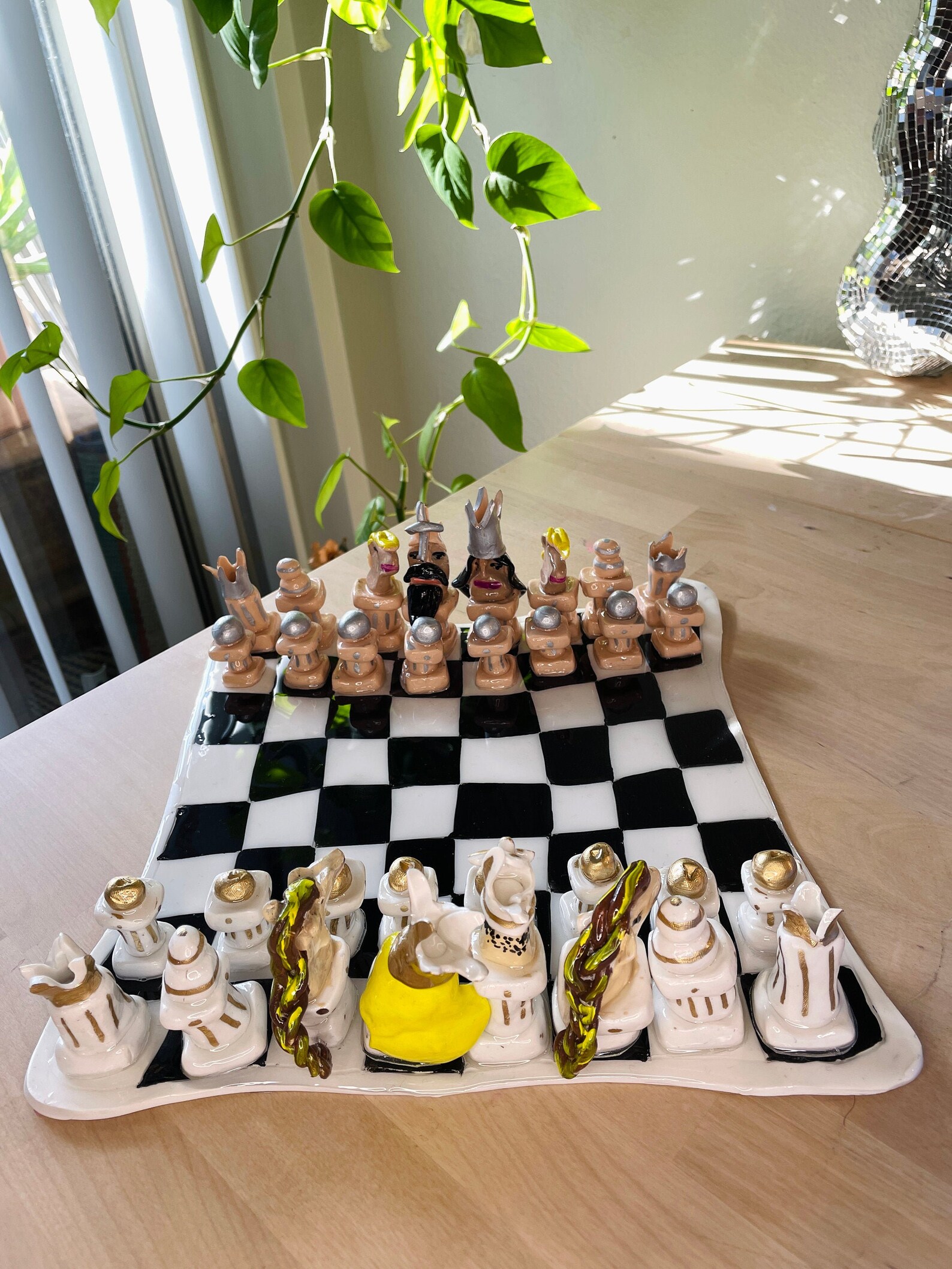 Hand Made Clay Chess Set Etsy