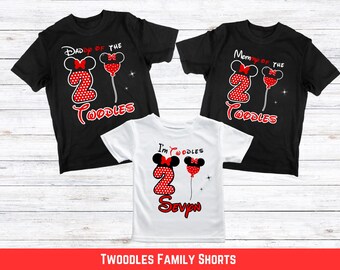 Camiseta de cumpleaños digital PNG de Mini Mouse - Camisetas de cumpleaños familiares Imágenes digitales - Cumpleañera, Mamá, Papá,