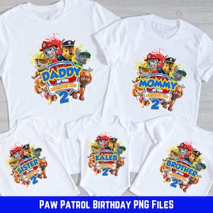 EDITABLE Paw Patrol Digital File Birthday Shirt- Family Birthday Shirts Digital Images- Birthday Boy, Mommy, Daddy, Sister and Brother Boy
