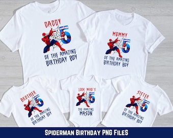 Spiderman 5th Birthday- Family Shirts- Birthday Boy, Mommy, Daddy, Sister and Brother, Spidey, Birthday Boy, Family Shirts