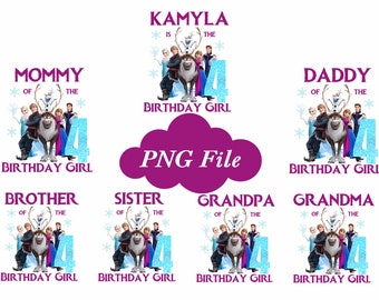 Frozen Birthday Girl Mommy of the Birthday Girl, Daddy of the Birthday Girl Family Shirts