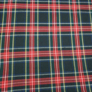 Green and red tartan dress fabric, plaid fabric, check fabric, 58 inch wide, craft fabric, poly viscose tartan