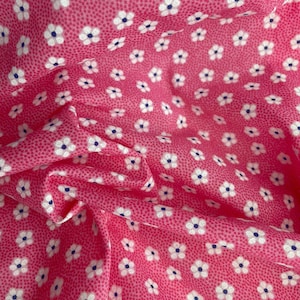 Pink ditsy small flower poly cotton fabric, dress fabric, craft fabric, polyester cotton, 44 inch wide, polycotton