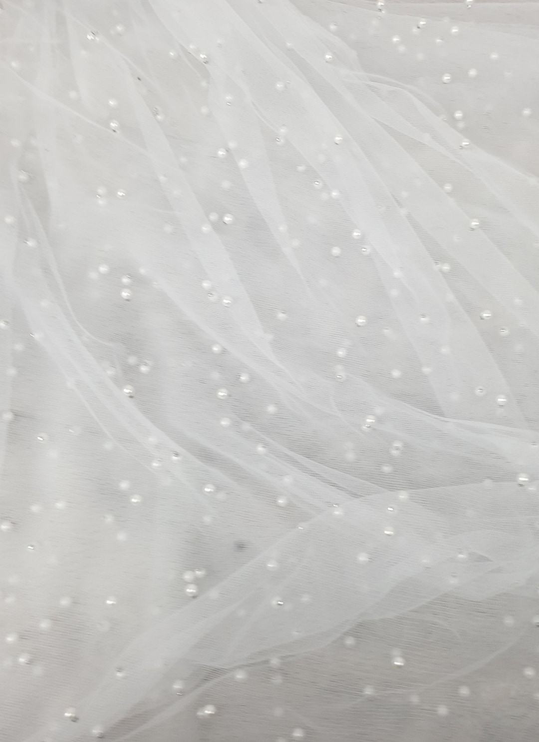 White Pearl Tulle Fabric. Soft Tulle Fabric, Bridal Fabric, White Tulle ...