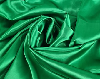 Green satin fabric, silky satin fabric, dress fabric, craft drapery fabric, lining fabric, 60 inch wide, by the meter
