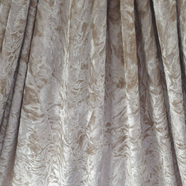 Beige crushed velvet fabric. Ice crushed velvet, beige velour velvet. Suitable for Dress craft upholstery curtains, 58 inch wide