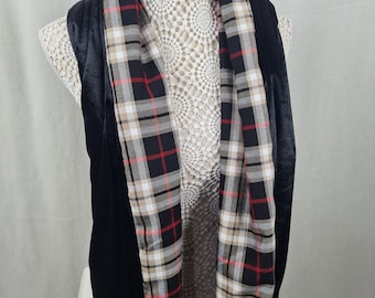 Tartan velvet scarf, Reversible scarf, unisex scarf, winter scarf, warm scarf, his and hers gift