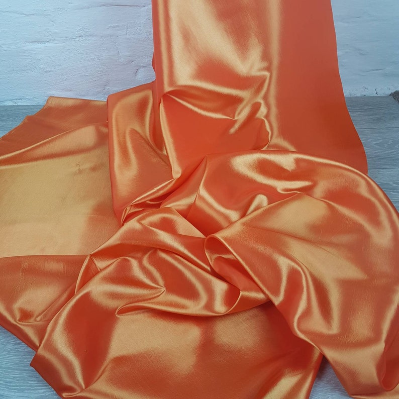 Orange Gold Taffeta Silk Fabric main image 1