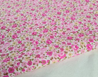 Pink ditsy fabric, floral fabric, dress fabric, craft fabric, 44 inch wide, polycotton