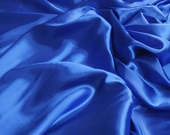 Royal blue satin fabric, silky satin, dress fabric, craft drapery fabric, lining fabric, 60 inch wide, by the metre
