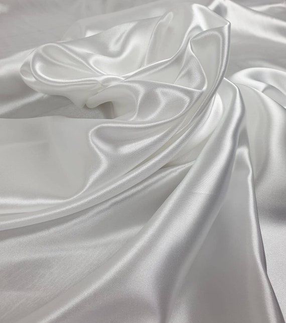 White satin fabric, silky satin fabric, dress fabric, craft drapery fabric, lining fabric, 60 inch wide, by the metre