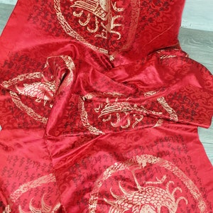 Chinese Dragon brocade fabric, chinese brocade, dragon fabric, 48 inch wide, red and gold brocade