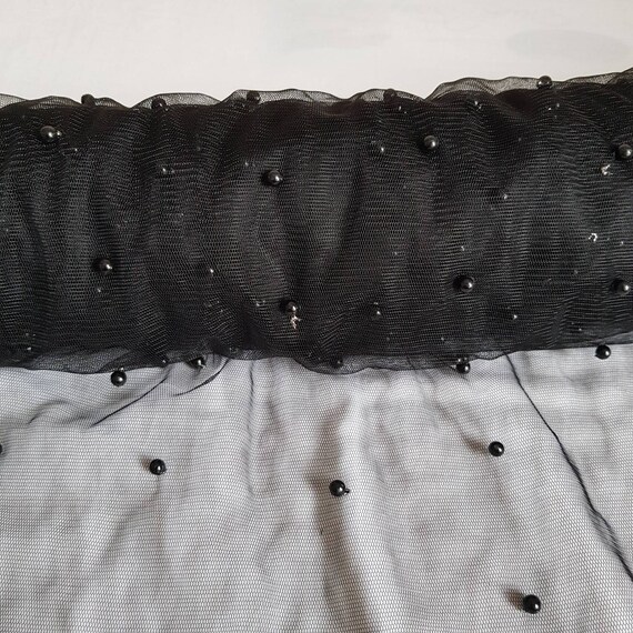 Black Tulle Fabric. Pearl Tulle Fabric. Pearl Embellished