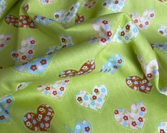 Love heart cotton material, 60" wide heart print fabric, by the metre