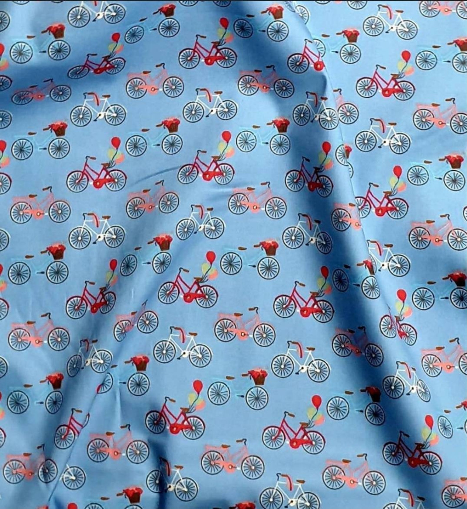 Vintage Bikes Bicycle Print 100% Cotton Fabric Dress Fabric - Etsy UK