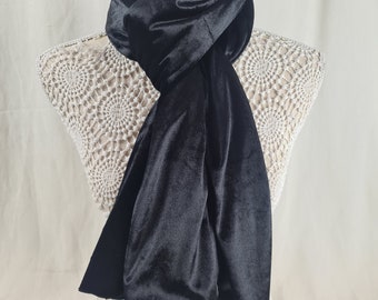 Black velvet scarf, winter scarf, warm scarf, gift for her