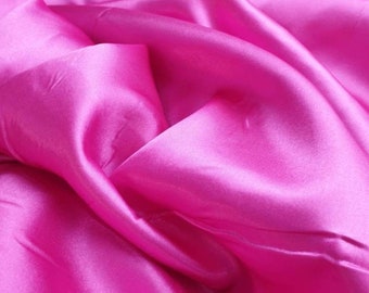 Pink satin fabric, cerise pink, Silky satin fabric, dress fabric, craft drapery fabric, lining fabric, 60 inch wide, by the meter, hot pink
