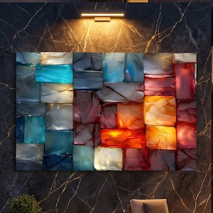 LumiRock Luxury Crystal AcrylGlass Wall Art - 3D Mosaic Statement Panel for Indoor & Outdoor Display