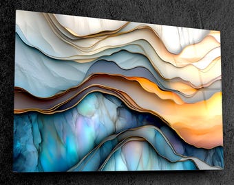 Calm Currents | Fluid 3D Crystal AcrylGlass Wall Art | Shatter-Resistant Abstract Decor for Minimalist Spaces