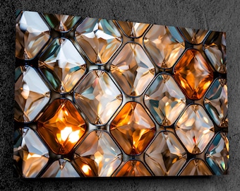 India – Premium & Luxury Crystal AcrylGlass Wall Art (3 mm/1/8″ or 5 mm/3/16″), Geometric Mosaic, Teal Gold – Extra Large up to 86×60″