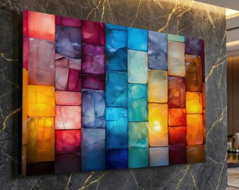 Marblesque Acrylic Glass Wall Art: Sapphire, Emerald, Amethyst Hues