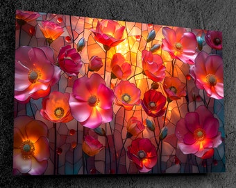 Spring Bestseller - 3D Floral & Backlit Illusion Wall Art in 10 mm thick premium AcrylicGlass , Lifelong Vibrant Colours, Up to 72x48"