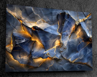 Deluxe Acrylic Glass Wall Art: 'Lustrous Veins Mural' - The Quintessence of Earthen Beauty