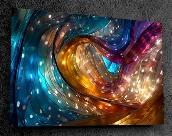 Cosmic Swirl Acrylic Glass Wall Art – Handcrafted Translucent Ribbons, Illuminated 3D Abstract Decor, UV-Resistant & Waterproof