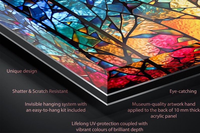 Trending: 'Arborelle' Artisanal Tree Silhouette Wall Art on 10mm Acrylic Glass, Shatter & Scratch Resistant, Lifelong Vibrancy, Premium image 2