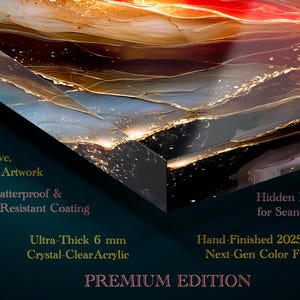 Aureate Rift Acrylic Wall Art | Teal-gold Geode Lava Panel | Modern ...