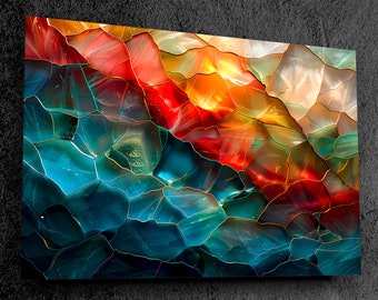 ReefFlow - Acrylic Wall Art - Organic Coral Reef Mosaic, Vibrant Underwater Art, Dynamic Oceanic Glass Art, Extra large wall art