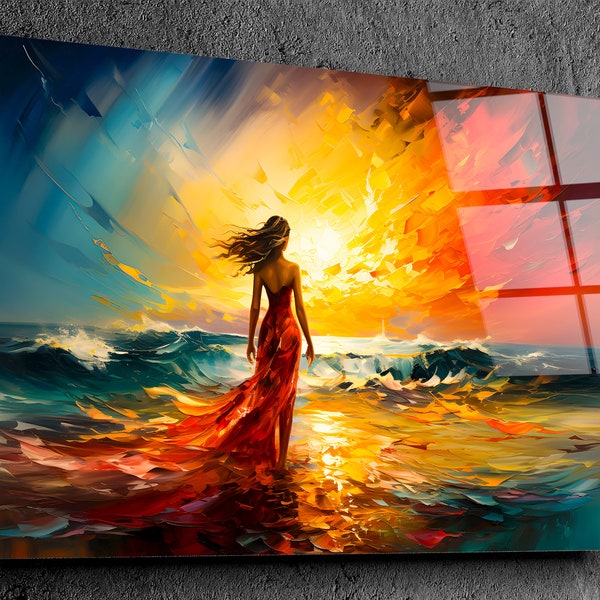 Acrylic Glass Wall Art - 'Scarlet Solitude', Lifelong UV-Protection, Vibrant, Scratch & Shatter resistant - Up to 54x36 Inches