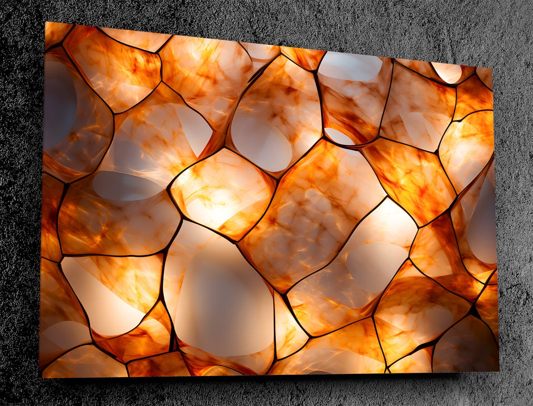 Marbled Acrylic Glass Wall Art With Backlit Effect, Shatter & Scratch