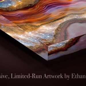 Aurean Strata Crystal Acrylic Wall Art, Amber Gold Mineral Artwork, Luxury Living Room Decor image 5