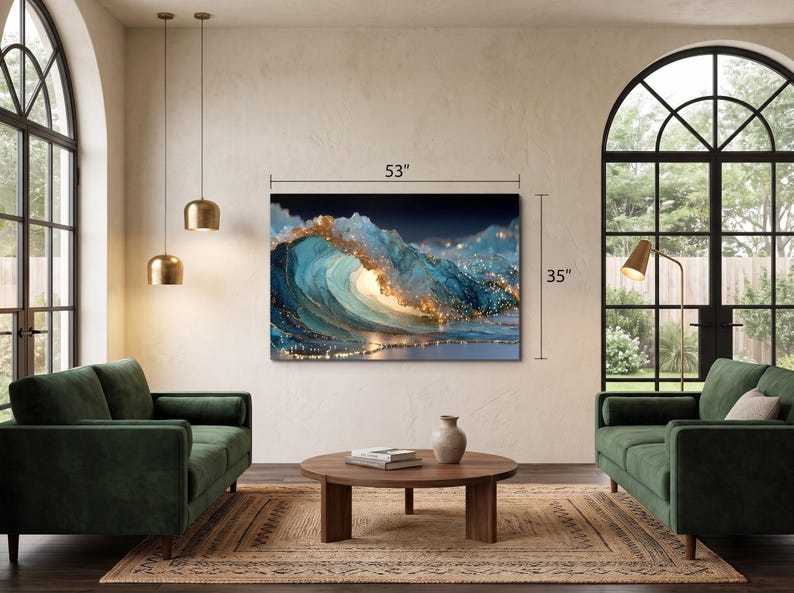 Aurelia Tide Crystal Acrylic Glass Wall Art, Luxury Ocean Wave Decor ...