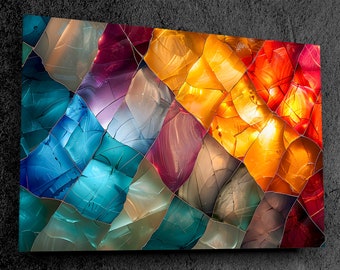 Colorbella - Unique Acrylic Glass Wall Art - Diamond Glass Mosaic, Vivid Color Quilt, Dynamic Textured Light Play