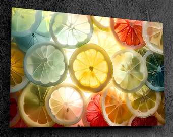 Translucent Citrus Slices Acrylic Glass Wall Art - Luxurious Modern Decor, Dreamy Pastel Palette, Premium Illuminated Artwork