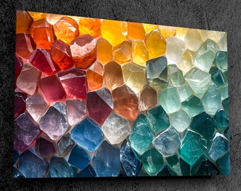 Iridescent Geode Mosaic Artwork – Handcrafted Artwork behind premium Acrylic Glass, Oversized, Luxury wall decor, Above bed Art