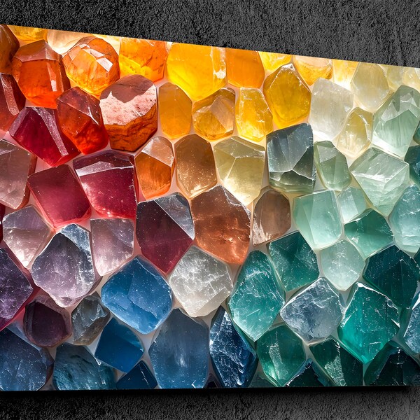 Crystal Matrix Summer Edition - Trending Artisan-Crafted Wall Art in 10mm Acrylic Glass, Featuring a Luminous Mosaic of Crystal Clear Geodes