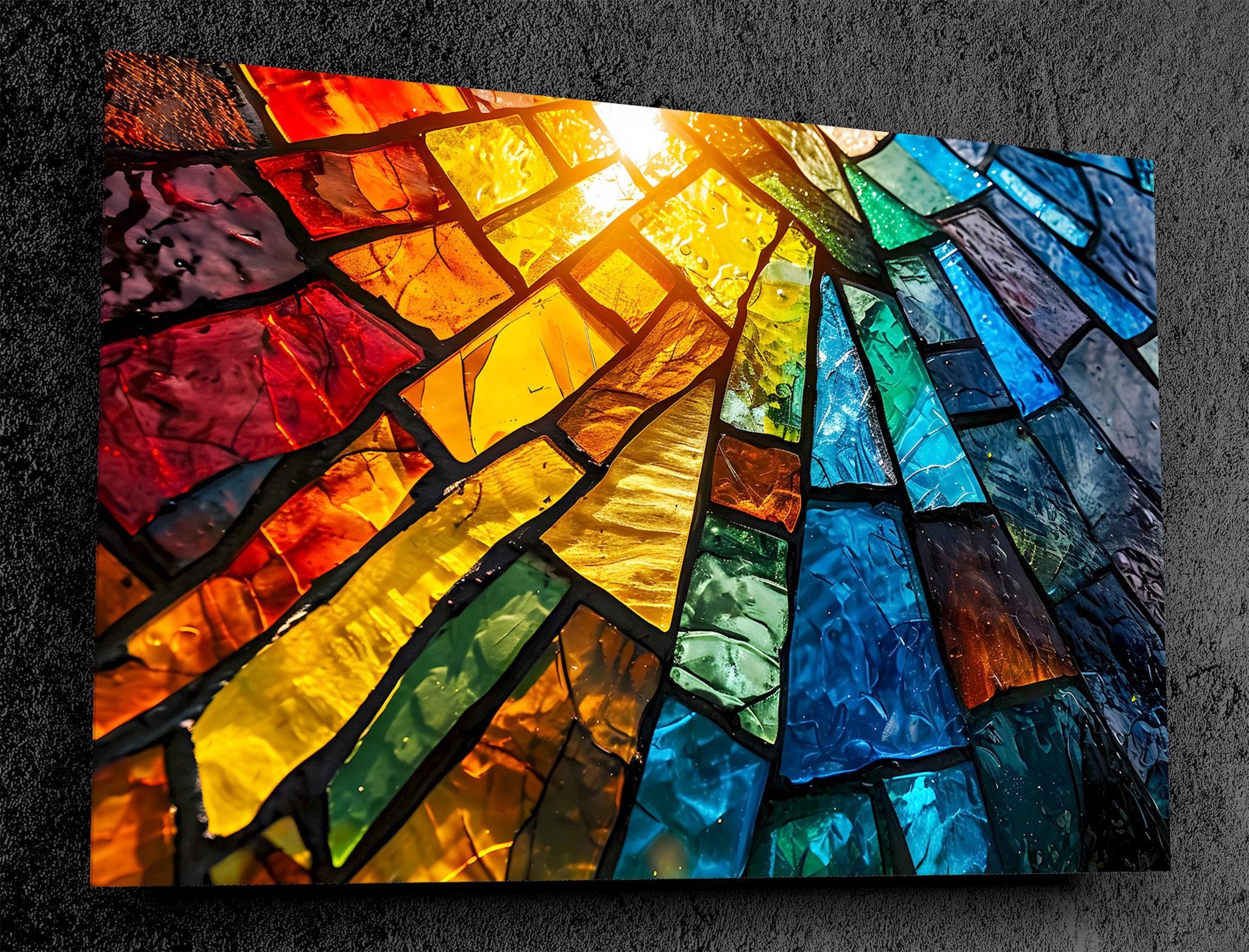 Extra large Crystal clear acrylic glass wall art 'Luminous Mosaic
