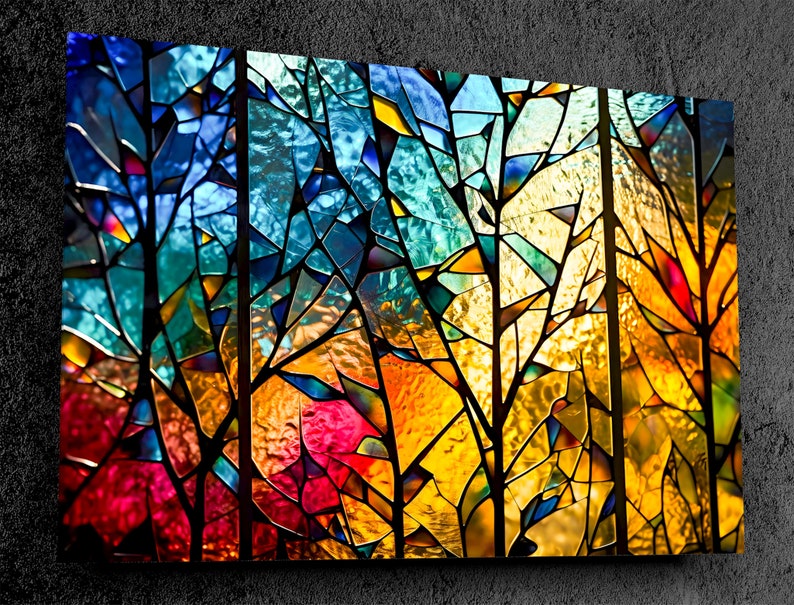 Trending: 'Arborelle' Artisanal Tree Silhouette Wall Art on 10mm Acrylic Glass, Shatter & Scratch Resistant, Lifelong Vibrancy, Premium image 1