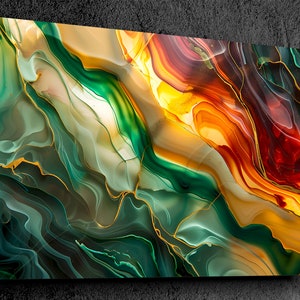 Artisan-Crafted Wall Art in 10mm Acrylic Glass "Agate Alight", Featuring Fluid, Colorful Abstractions, Up to 72x48" extra large wall art