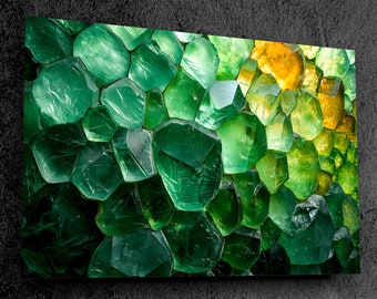 Emerald Ensemble Artwork: Handcrafted Radiance Behind Acrylic Glass, Durable & UV-Protected Art in Multiple Sizes, With an Easy-Hang Kit