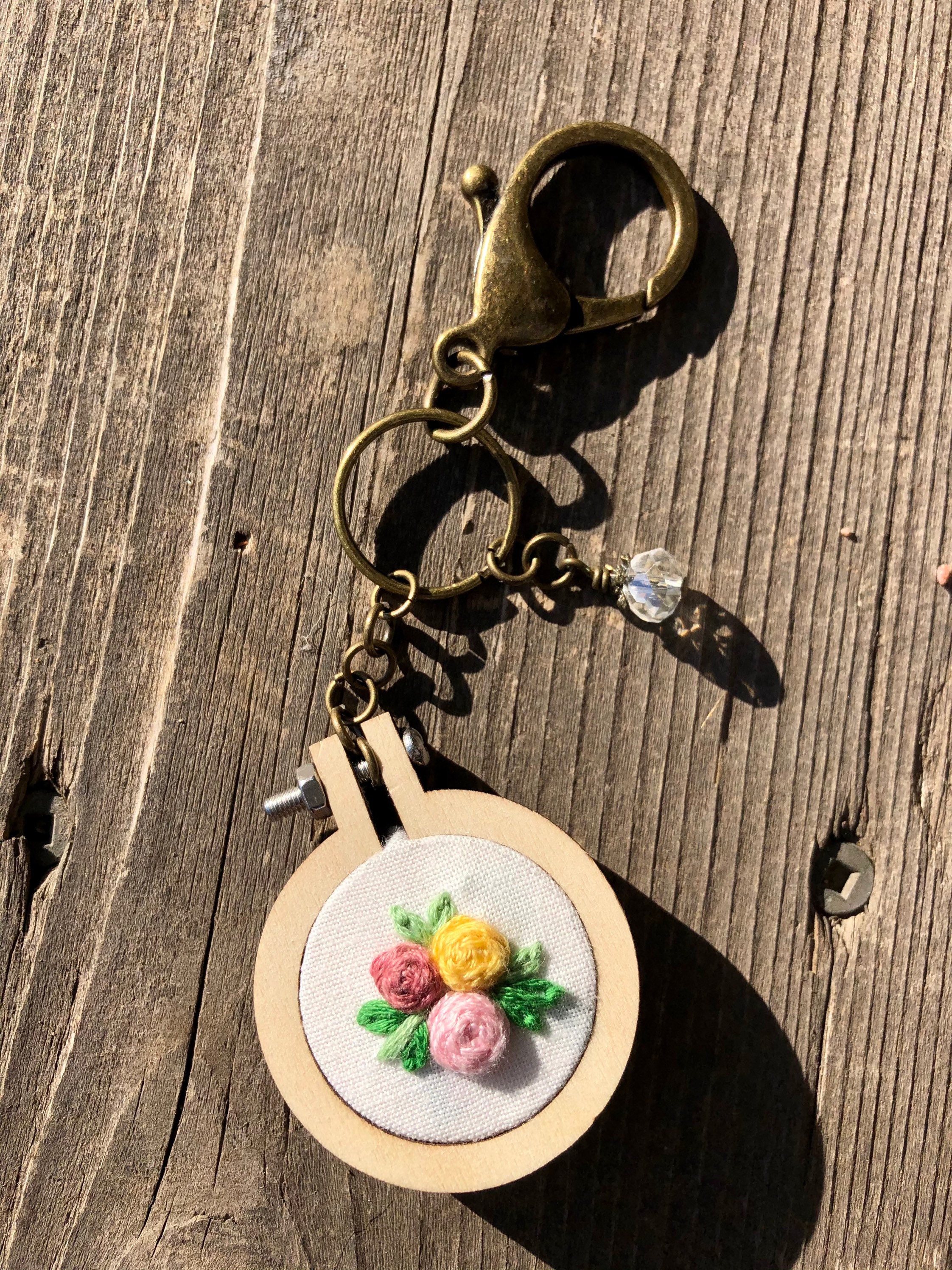 Embroidery hoop keychain  etsy